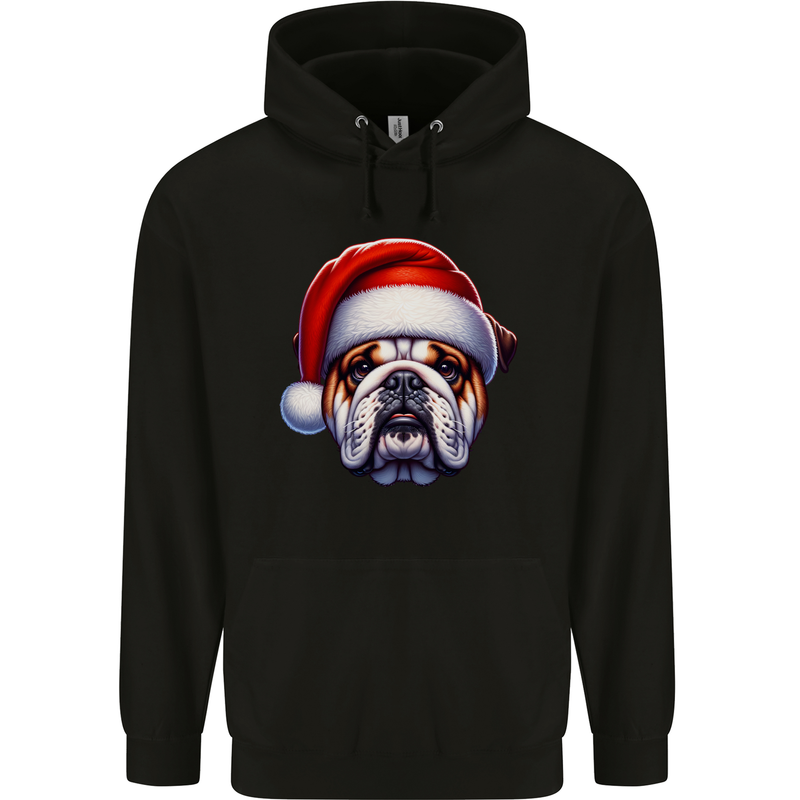 Christmas British Bulldog Xmas Dog Union Jack Childrens Kids Hoodie Black