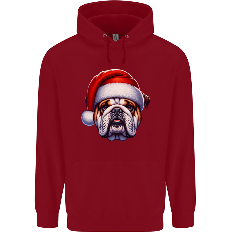 Christmas British Bulldog Xmas Dog Union Jack Childrens Kids Hoodie Red