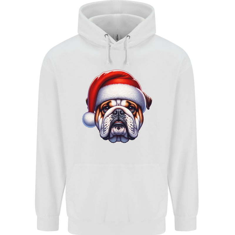 Christmas British Bulldog Xmas Dog Union Jack Childrens Kids Hoodie White