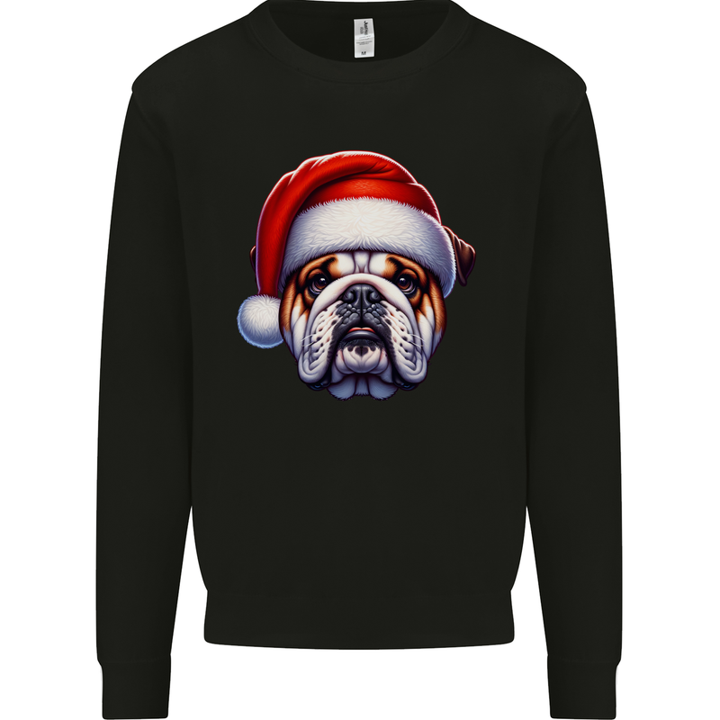 Christmas British Bulldog Xmas Dog Union Jack Kids Sweatshirt Jumper Black