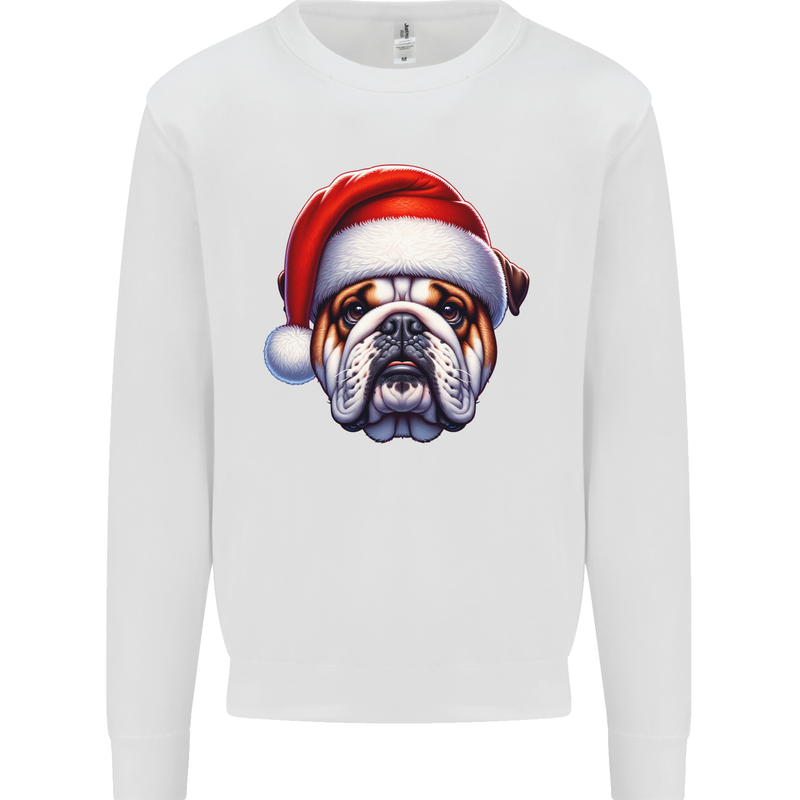 Christmas British Bulldog Xmas Dog Union Jack Kids Sweatshirt Jumper White