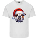 Christmas British Bulldog Xmas Dog Union Jack Mens Cotton T-Shirt Tee Top White