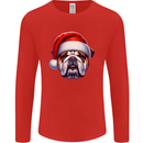 Christmas British Bulldog Xmas Dog Union Jack Mens Long Sleeve T-Shirt Red
