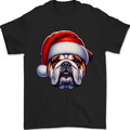 Christmas British Bulldog Xmas Dog Union Jack Mens T-Shirt 100% Cotton Black