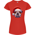 Christmas British Bulldog Xmas Dog Union Jack Womens Petite Cut T-Shirt Red