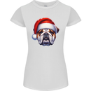 Christmas British Bulldog Xmas Dog Union Jack Womens Petite Cut T-Shirt White