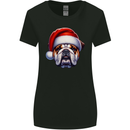 Christmas British Bulldog Xmas Dog Union Jack Womens Wider Cut T-Shirt Black
