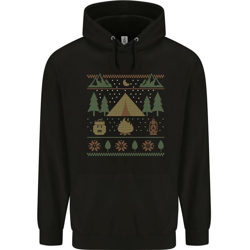Christmas Camping Xmas Tent Funny Childrens Kids Hoodie Black