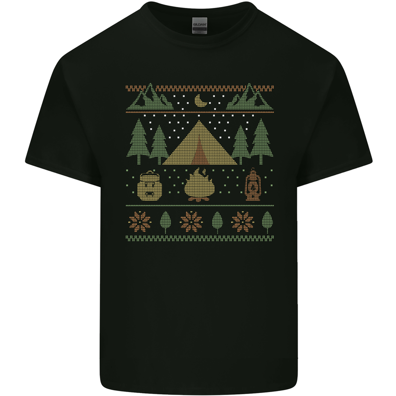Christmas Camping Xmas Tent Funny Kids T-Shirt Childrens Black