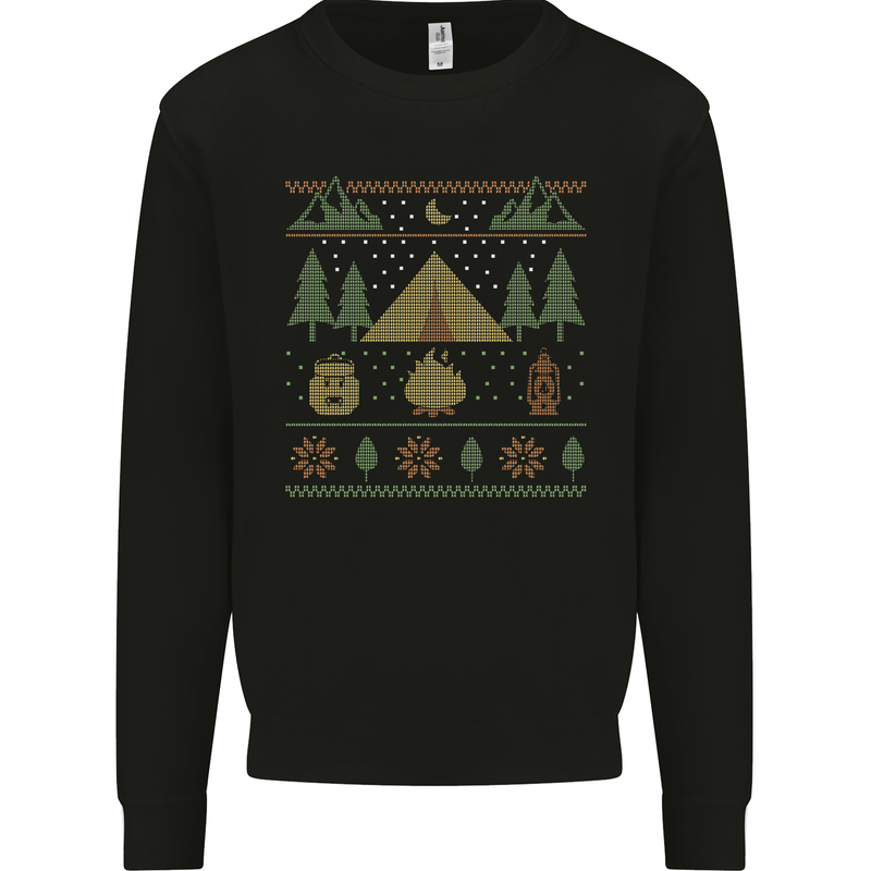 Christmas Camping Xmas Tent Funny Mens Sweatshirt Jumper Black