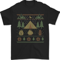 Christmas Camping Xmas Tent Funny Mens T-Shirt 100% Cotton Black