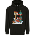 Christmas Cat House Funny Winter Xmas Mens 80% Cotton Hoodie Black