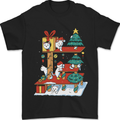 Christmas Cat House Funny Winter Xmas Mens T-Shirt 100% Cotton Black