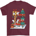 Christmas Cat House Funny Winter Xmas Mens T-Shirt 100% Cotton Maroon