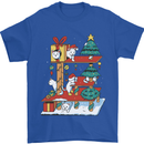 Christmas Cat House Funny Winter Xmas Mens T-Shirt 100% Cotton Royal Blue
