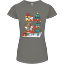 Christmas Cat House Funny Winter Xmas Womens Petite Cut T-Shirt Charcoal