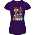 Christmas Cat House Funny Winter Xmas Womens Petite Cut T-Shirt Purple