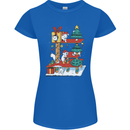 Christmas Cat House Funny Winter Xmas Womens Petite Cut T-Shirt Royal Blue