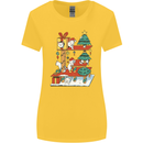 Christmas Cat House Funny Winter Xmas Womens Wider Cut T-Shirt Yellow