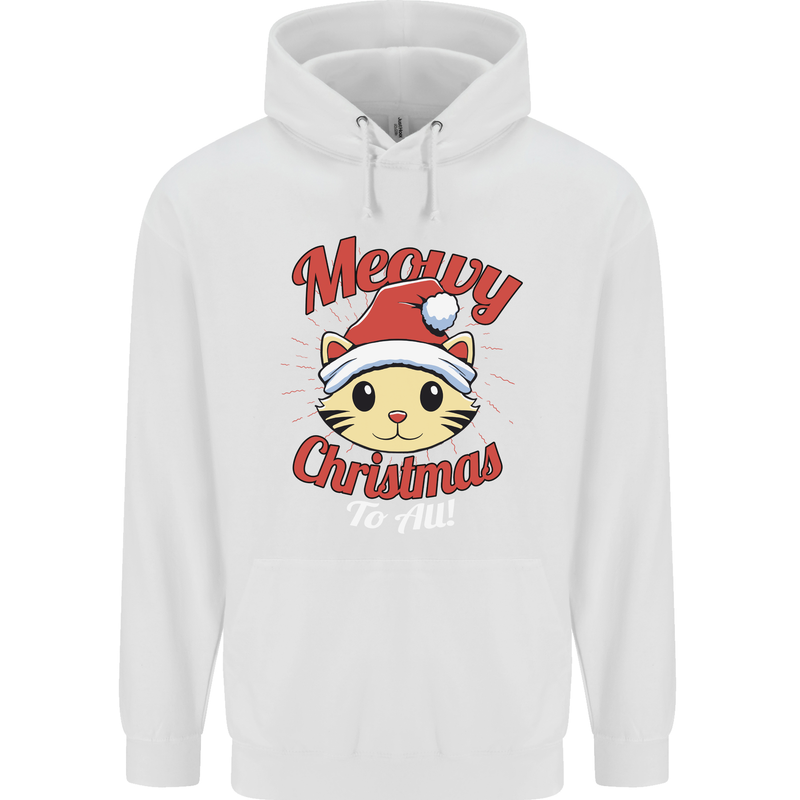 Christmas Cat Meowy Funny Christmas Childrens Kids Hoodie White