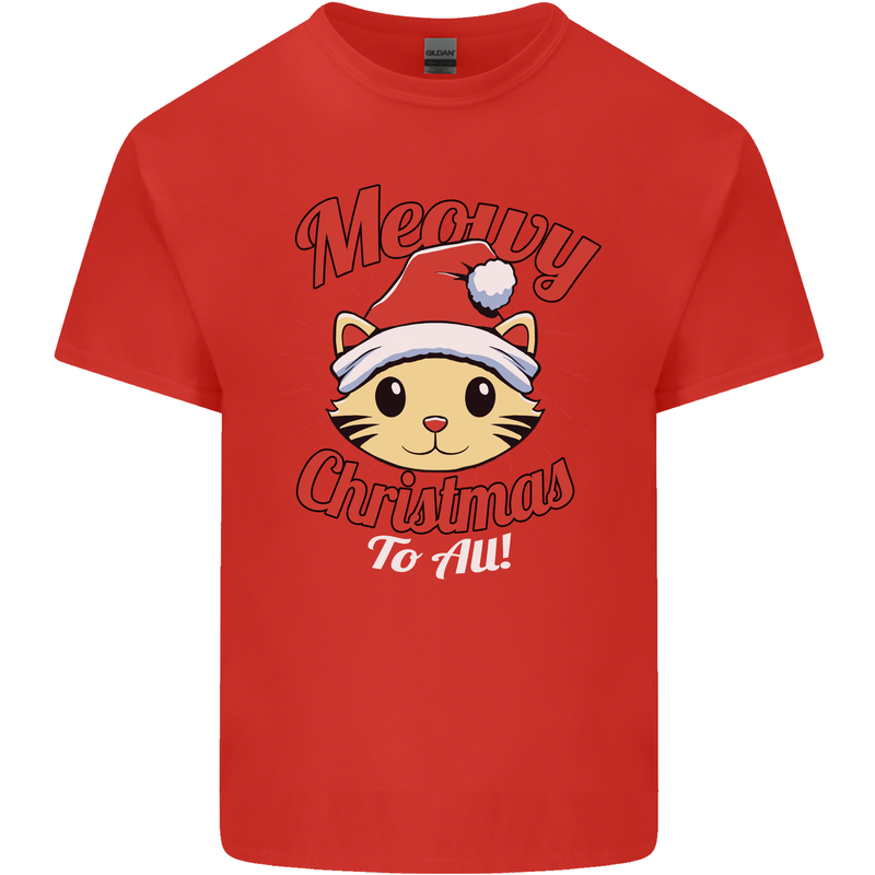 Christmas Cat Meowy Funny Christmas Kids T-Shirt Childrens Red