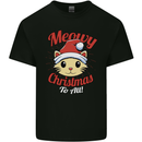 Christmas Cat Meowy Funny Christmas Mens Cotton T-Shirt Tee Top Black