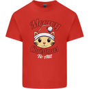 Christmas Cat Meowy Funny Christmas Mens Cotton T-Shirt Tee Top Red