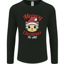 Christmas Cat Meowy Funny Christmas Mens Long Sleeve T-Shirt Black