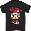 Christmas Cat Meowy Funny Christmas Mens T-Shirt 100% Cotton Black