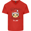 Christmas Cat Meowy Funny Christmas Mens V-Neck Cotton T-Shirt Red