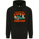 Christmas Cat Meowy Funny Christmas Tree Chaos Childrens Kids Hoodie Black