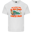 Christmas Cat Meowy Funny Christmas Tree Chaos Mens Cotton T-Shirt Tee Top White