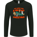 Christmas Cat Meowy Funny Christmas Tree Chaos Mens Long Sleeve T-Shirt Black
