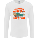Christmas Cat Meowy Funny Christmas Tree Chaos Mens Long Sleeve T-Shirt White