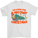 Christmas Cat Meowy Funny Christmas Tree Chaos Mens T-Shirt 100% Cotton White