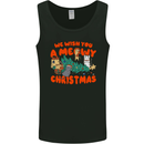 Christmas Cat Meowy Funny Christmas Tree Chaos Mens Vest Tank Top Black