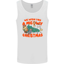 Christmas Cat Meowy Funny Christmas Tree Chaos Mens Vest Tank Top White