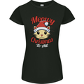 Christmas Cat Meowy Funny Christmas Womens Petite Cut T-Shirt Black