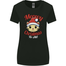 Christmas Cat Meowy Funny Christmas Womens Wider Cut T-Shirt Black