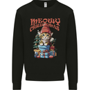 Christmas Cat Meowy Xmas Funny Mens Sweatshirt Jumper Black
