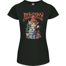 Christmas Cat Meowy Xmas Funny Womens Petite Cut T-Shirt Black