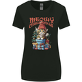 Christmas Cat Meowy Xmas Funny Womens Wider Cut T-Shirt Black