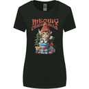 Christmas Cat Meowy Xmas Funny Womens Wider Cut T-Shirt Black