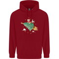 Christmas Cat Space Rocket Xmas Tree Ship Childrens Kids Hoodie Red