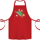 Christmas Cat Space Rocket Xmas Tree Ship Cotton Apron 100% Organic Red