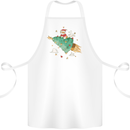 Christmas Cat Space Rocket Xmas Tree Ship Cotton Apron 100% Organic White
