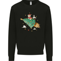 Christmas Cat Space Rocket Xmas Tree Ship Kids Sweatshirt Jumper Black