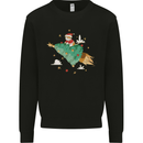 Christmas Cat Space Rocket Xmas Tree Ship Kids Sweatshirt Jumper Black
