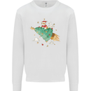Christmas Cat Space Rocket Xmas Tree Ship Kids Sweatshirt Jumper White