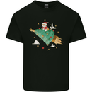 Christmas Cat Space Rocket Xmas Tree Ship Kids T-Shirt Childrens Black